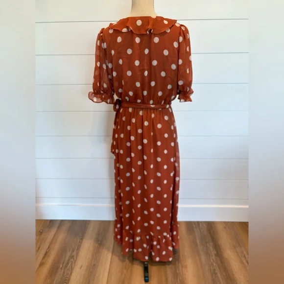 Women’s LC Lauren Conrad Polka Dot Ruffle Faux Wrap Dress SOLD On EBAY - Picture 7 of 12